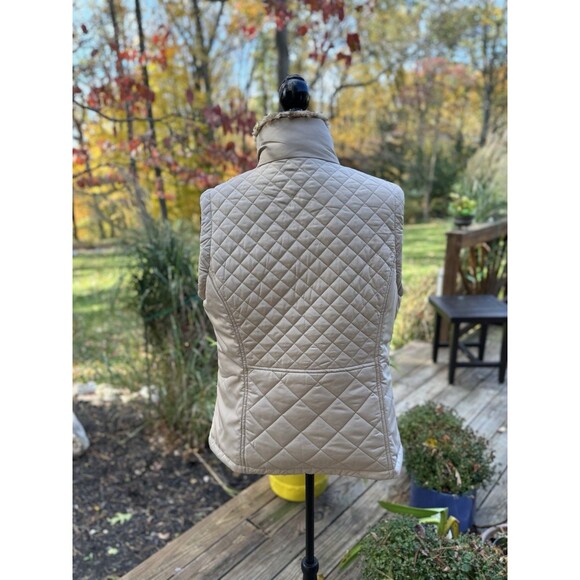 Calvin Klein Women’s Khaki Vest with Faux Fur Collar Gold Zipper Size L - Picture 2 of 8